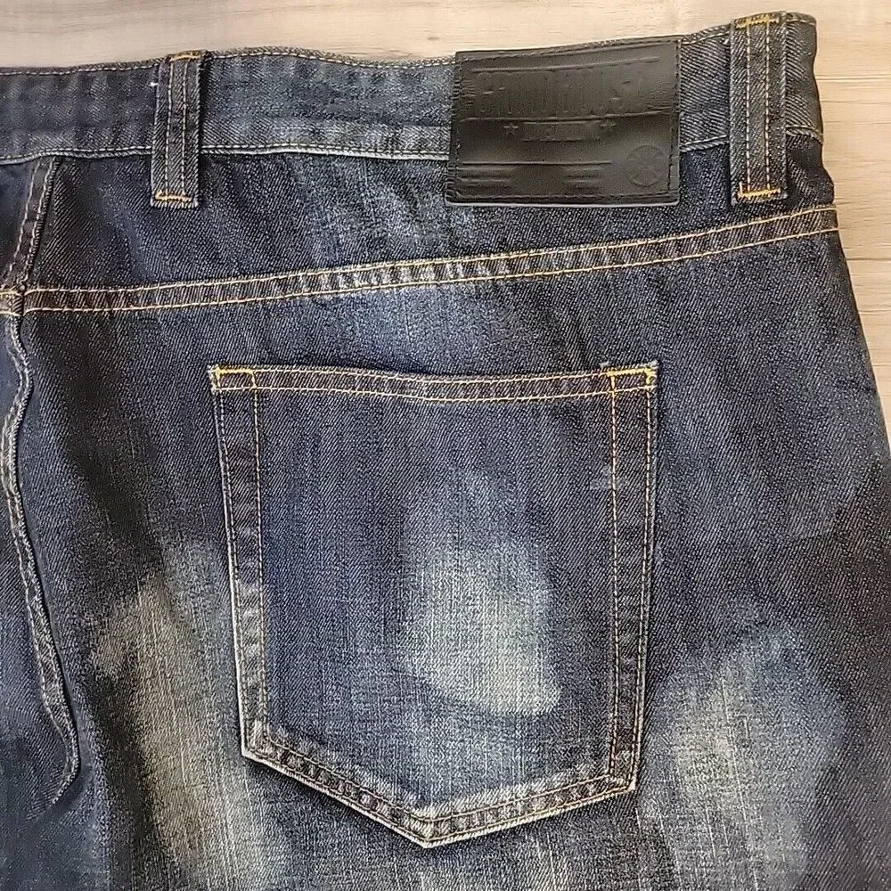 Grindhouse Jeans Mens‎ 48x34 Blue Denim Distressed Silm Straight Fit